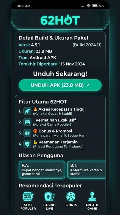 Tampilan halaman APK 62hot