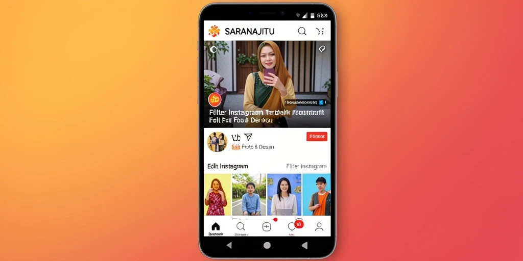 Antarmuka aplikasi SARANAJITU dengan berbagai filter Instagram.